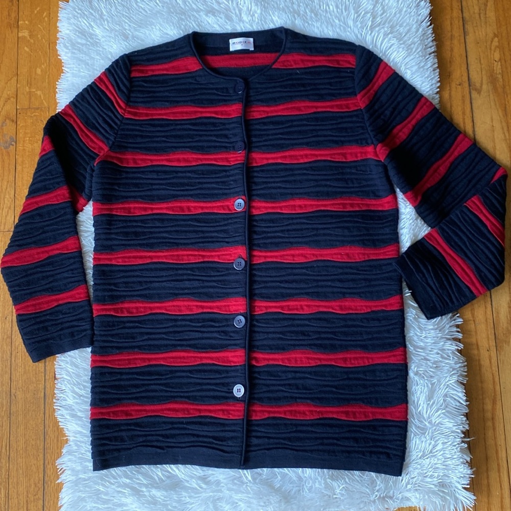 Women’s Rodier ribbed warm horizontal stripes formal casual jacket , size L